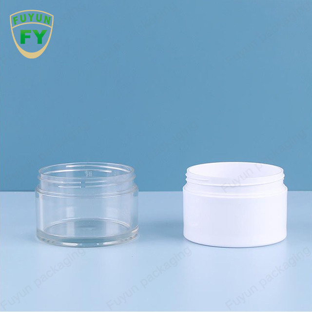 Fuyun 80ml 100ml 120ml सफेद स्पष्ट रंग मोटी नीचे की दीवार रंगीन टोपी के साथ पालतू प्लास्टिक क्रीम जार